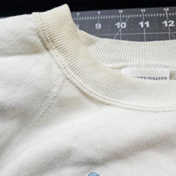 Vintage Cat Sweatshirt Women 2X White 90s Crafters Paradise Sewing Cottage Retro - Picture 12 of 12